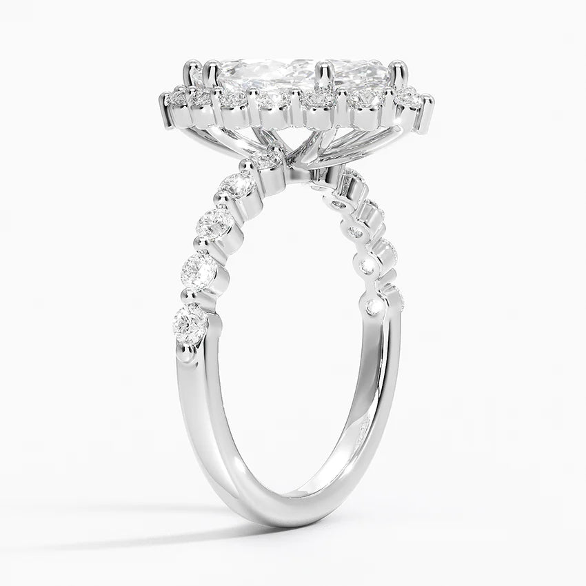 2.50 Karat Marquise Halo Tasarım Tektaş Laboratuvar Pırlanta Yüzük 18K -Mirara - Bold Diamonds