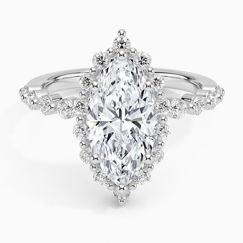 2.50 Karat Marquise Halo Tasarım Tektaş Laboratuvar Pırlanta Yüzük 18K -Mirara - Bold Diamonds