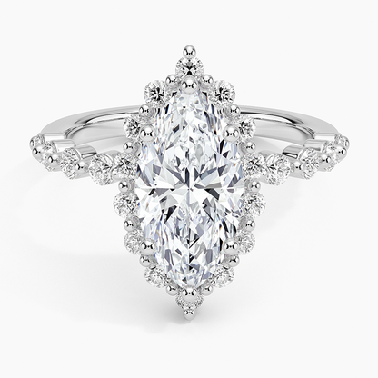 2.50 Karat Marquise Halo Tasarım Tektaş Laboratuvar Pırlanta Yüzük 18K -Mirara - Bold Diamonds