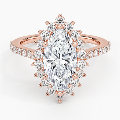 2,50 Karat Marquise Halo Tasarım Tektaş Laboratuvar Pırlanta Yüzük 18K -Seraphina - Bold Diamonds