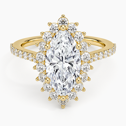 2,50 Karat Marquise Halo Tasarım Tektaş Laboratuvar Pırlanta Yüzük 18K -Seraphina - Bold Diamonds