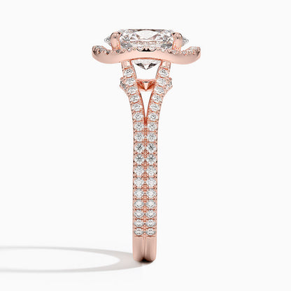 2,50 Karat Oval Halo Tasarım Tektaş Laboratuvar Pırlanta Yüzük 18K - Aurelia - Bold Diamonds