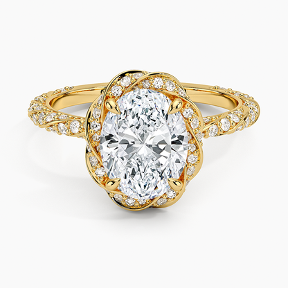 2.50 Karat Oval Halo Tasarım Tektaş Laboratuvar Pırlanta Yüzük  18k -Elyra - Bold Diamonds