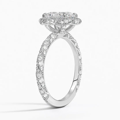 2.50 Karat Oval Halo Tasarım Tektaş Laboratuvar Pırlanta Yüzük  18k -Elyra - Bold Diamonds