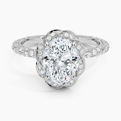 2.50 Karat Oval Halo Tasarım Tektaş Laboratuvar Pırlanta Yüzük  18k -Elyra - Bold Diamonds