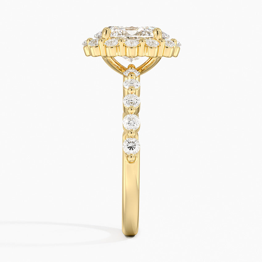 2.50 Karat Oval Halo Tasarım Tektaş Laboratuvar Pırlanta Yüzük 18K -Mirara - Bold Diamonds