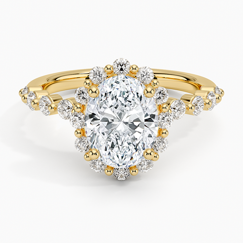 2.50 Karat Oval Halo Tasarım Tektaş Laboratuvar Pırlanta Yüzük 18K -Mirara - Bold Diamonds