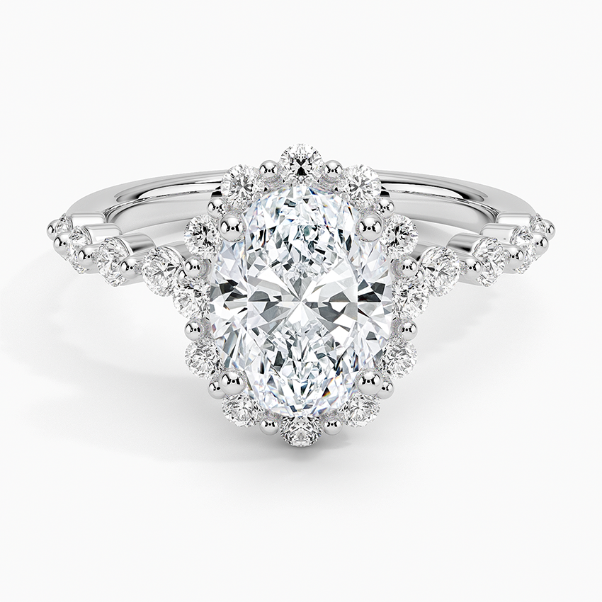 2.50 Karat Oval Halo Tasarım Tektaş Laboratuvar Pırlanta Yüzük 18K -Mirara - Bold Diamonds