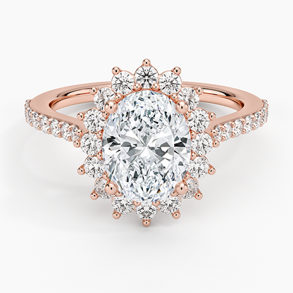 2,50 Karat Oval Halo Tasarım Tektaş Laboratuvar Pırlanta Yüzük 18K -Seraphina - Bold Diamonds