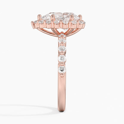 2.50 Karat Pear / Damla Halo Tasarım Tektaş Laboratuvar Pırlanta Yüzük 18K -Mirara - Bold Diamonds