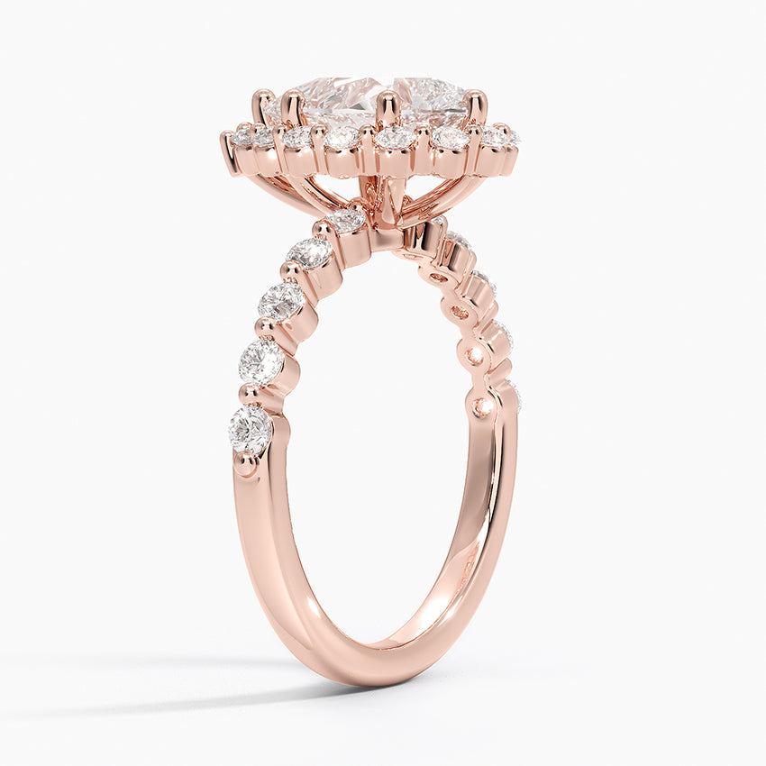 2.50 Karat Pear / Damla Halo Tasarım Tektaş Laboratuvar Pırlanta Yüzük 18K -Mirara - Bold Diamonds