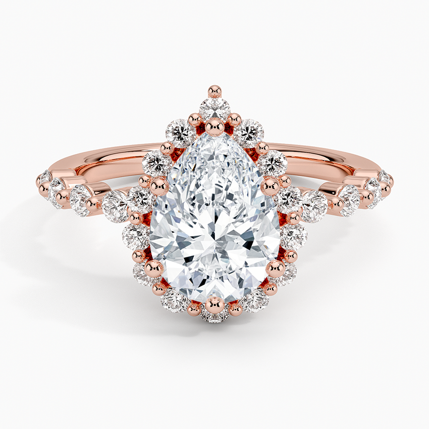 2.50 Karat Pear / Damla Halo Tasarım Tektaş Laboratuvar Pırlanta Yüzük 18K -Mirara - Bold Diamonds