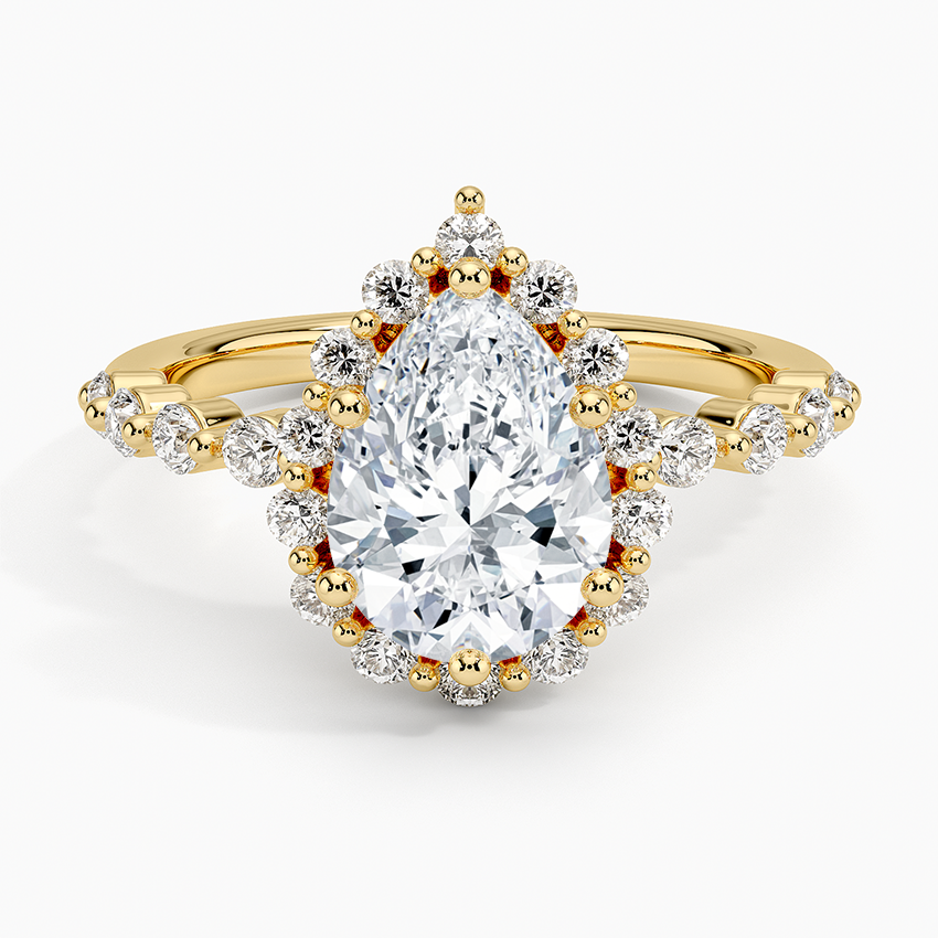 2.50 Karat Pear / Damla Halo Tasarım Tektaş Laboratuvar Pırlanta Yüzük 18K -Mirara - Bold Diamonds