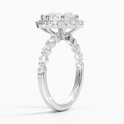 2.50 Karat Pear / Damla Halo Tasarım Tektaş Laboratuvar Pırlanta Yüzük 18K -Mirara - Bold Diamonds