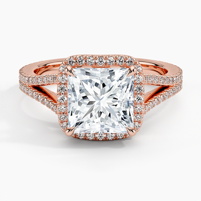 2,50 Karat Prenses Halo Tasarım Tektaş Laboratuvar Pırlanta Yüzük 18K - Aurelia - Bold Diamonds