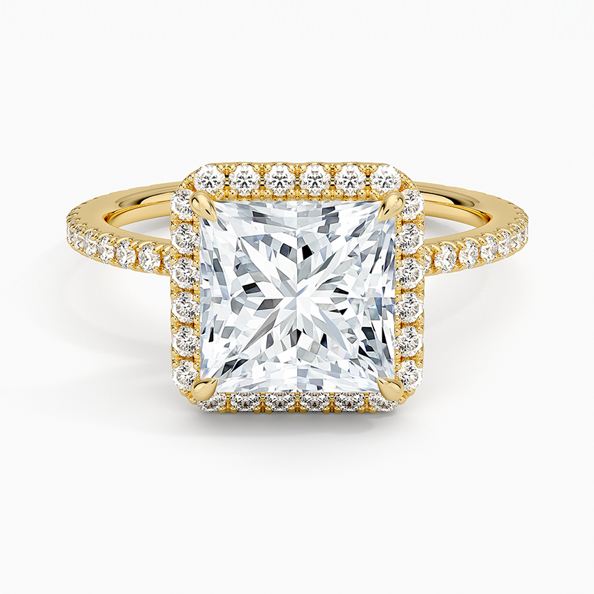 2,50 Karat Prenses Halo Tasarım Tektaş Laboratuvar Pırlanta Yüzük 18K - Celestia - Bold Diamonds