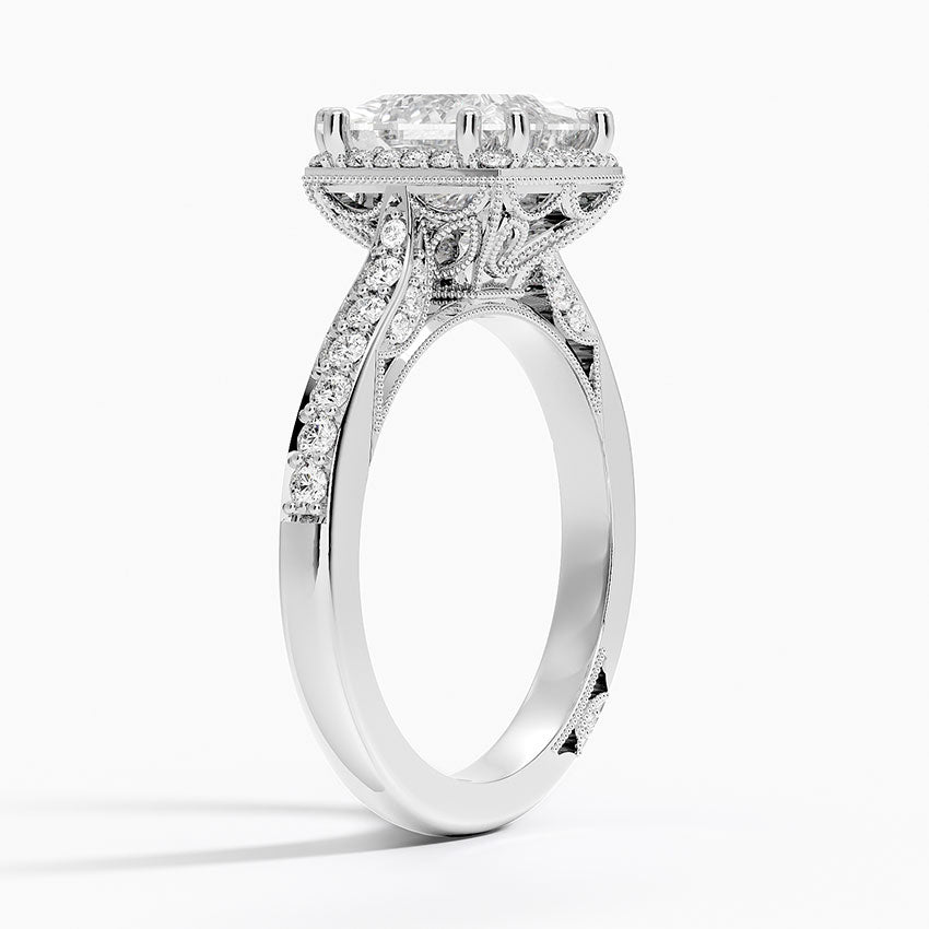 2.50 Karat Prenses Halo Tasarım Tektaş Laboratuvar Pırlanta Yüzük 18K  -Clarella - Bold Diamonds