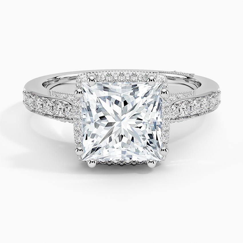 2.50 Karat Prenses Halo Tasarım Tektaş Laboratuvar Pırlanta Yüzük 18K  -Clarella - Bold Diamonds