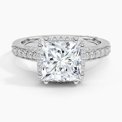 2.50 Karat Prenses Halo Tasarım Tektaş Laboratuvar Pırlanta Yüzük 18K  -Clarella - Bold Diamonds