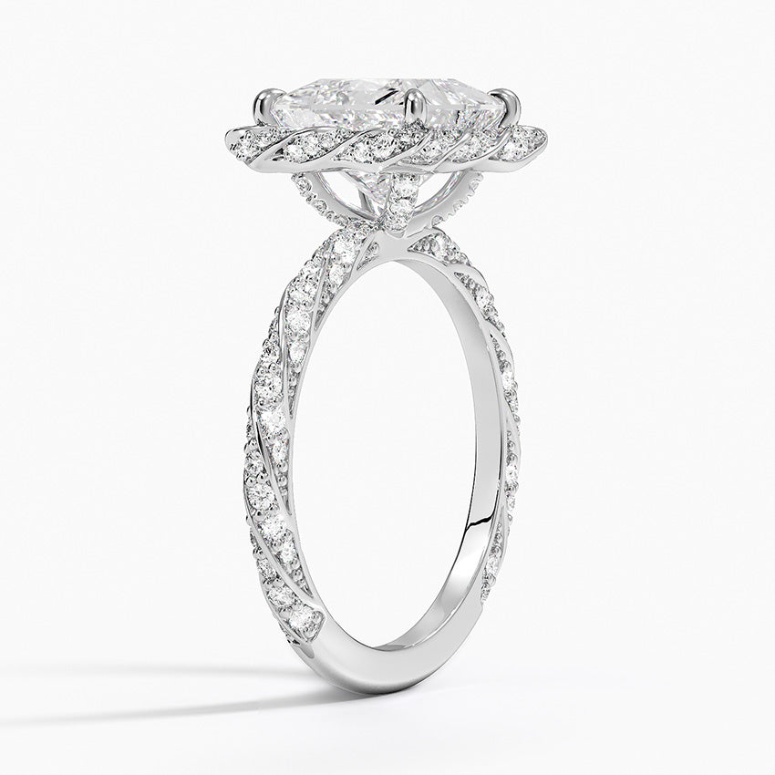 2.50 Karat Prenses Halo Tasarım Tektaş Laboratuvar Pırlanta Yüzük 18k  -Elyra - Bold Diamonds
