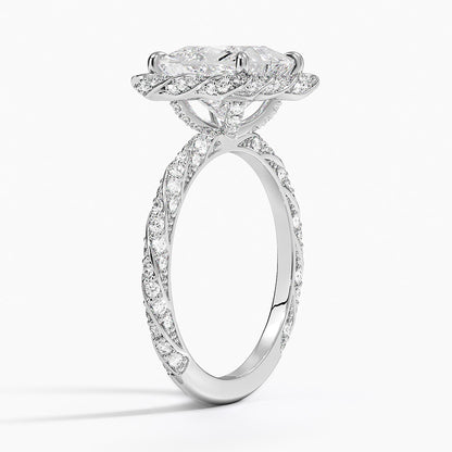 2.50 Karat Prenses Halo Tasarım Tektaş Laboratuvar Pırlanta Yüzük 18k  -Elyra - Bold Diamonds
