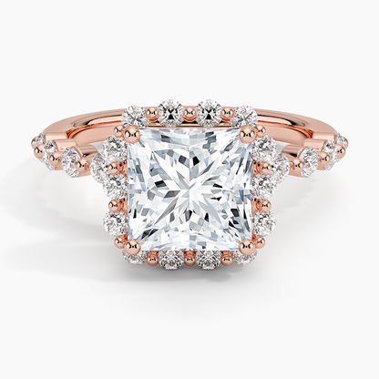 2.50 Karat Prenses Halo Tasarım Tektaş Laboratuvar Pırlanta Yüzük 18K -Mirara - Bold Diamonds