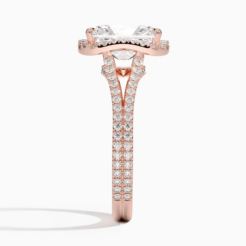 2,50 Karat Radiant Halo Tasarım Tektaş Laboratuvar Pırlanta Yüzük 18K - Aurelia - Bold Diamonds