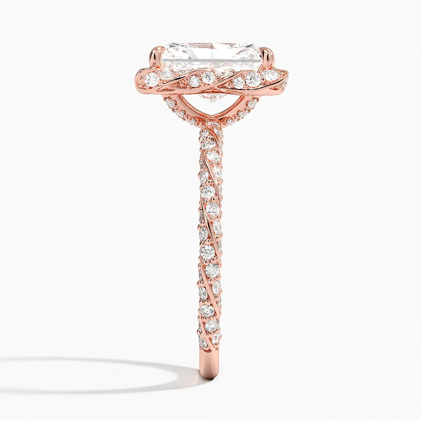 2.50 Karat Radiant Halo Tasarım Tektaş Laboratuvar Pırlanta Yüzük 18k  -Elyra - Bold Diamonds