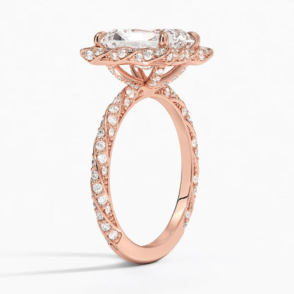 2.50 Karat Radiant Halo Tasarım Tektaş Laboratuvar Pırlanta Yüzük 18k  -Elyra - Bold Diamonds