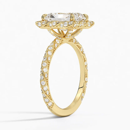 2.50 Karat Radiant Halo Tasarım Tektaş Laboratuvar Pırlanta Yüzük 18k  -Elyra - Bold Diamonds