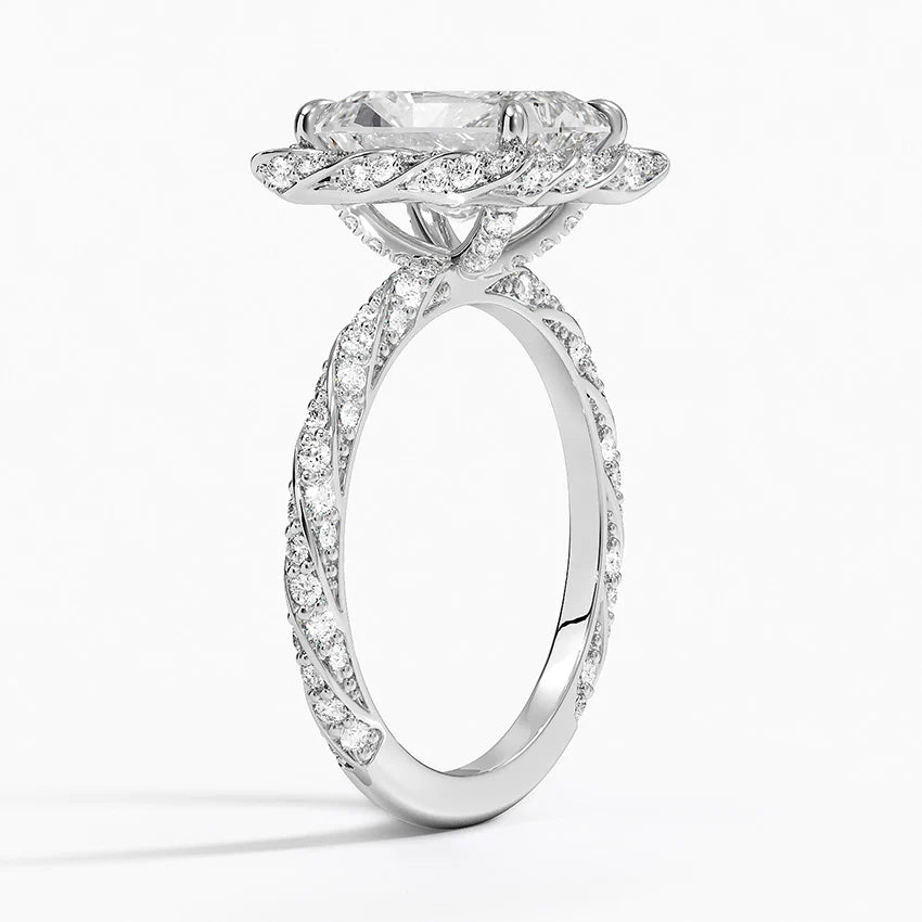 2.50 Karat Radiant Halo Tasarım Tektaş Laboratuvar Pırlanta Yüzük 18k  -Elyra - Bold Diamonds