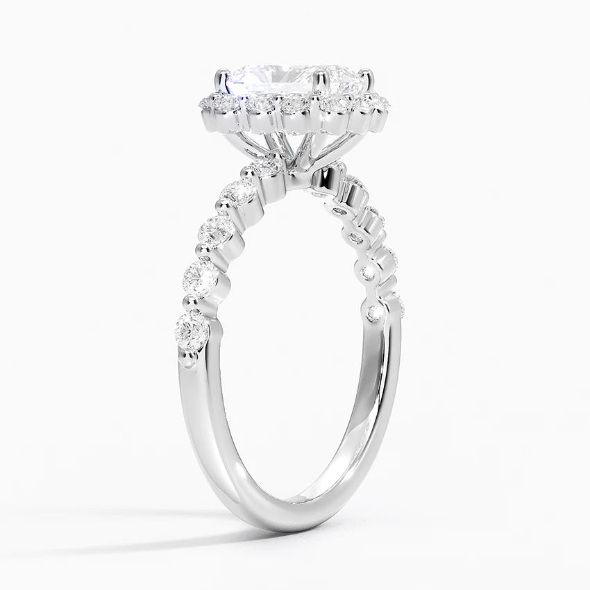 2.50 Karat Radiant Halo Tasarım Tektaş Laboratuvar Pırlanta Yüzük 18K -Mirara - Bold Diamonds