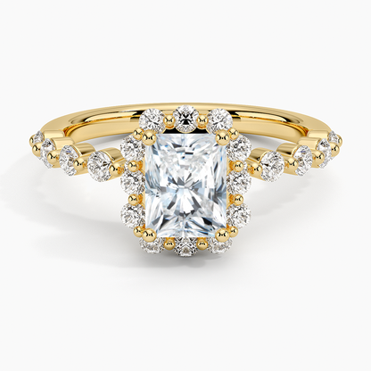 2.50 Karat Radiant Halo Tasarım Tektaş Laboratuvar Pırlanta Yüzük 18K -Mirara - Bold Diamonds