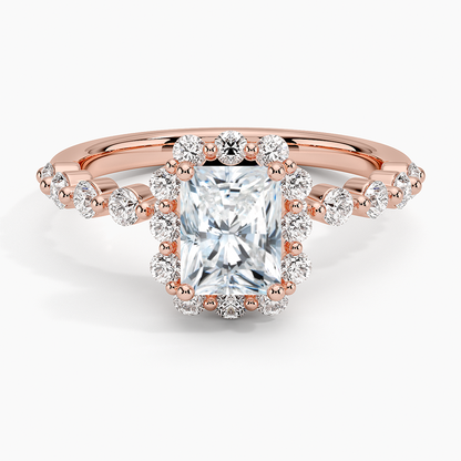 2.50 Karat Radiant Halo Tasarım Tektaş Laboratuvar Pırlanta Yüzük 18K -Mirara - Bold Diamonds