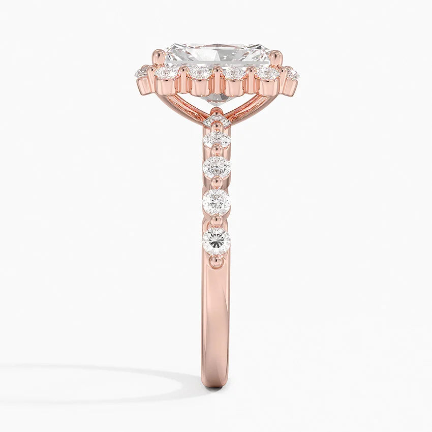 2.50 Karat Radiant Halo Tasarım Tektaş Laboratuvar Pırlanta Yüzük 18K -Mirara - Bold Diamonds