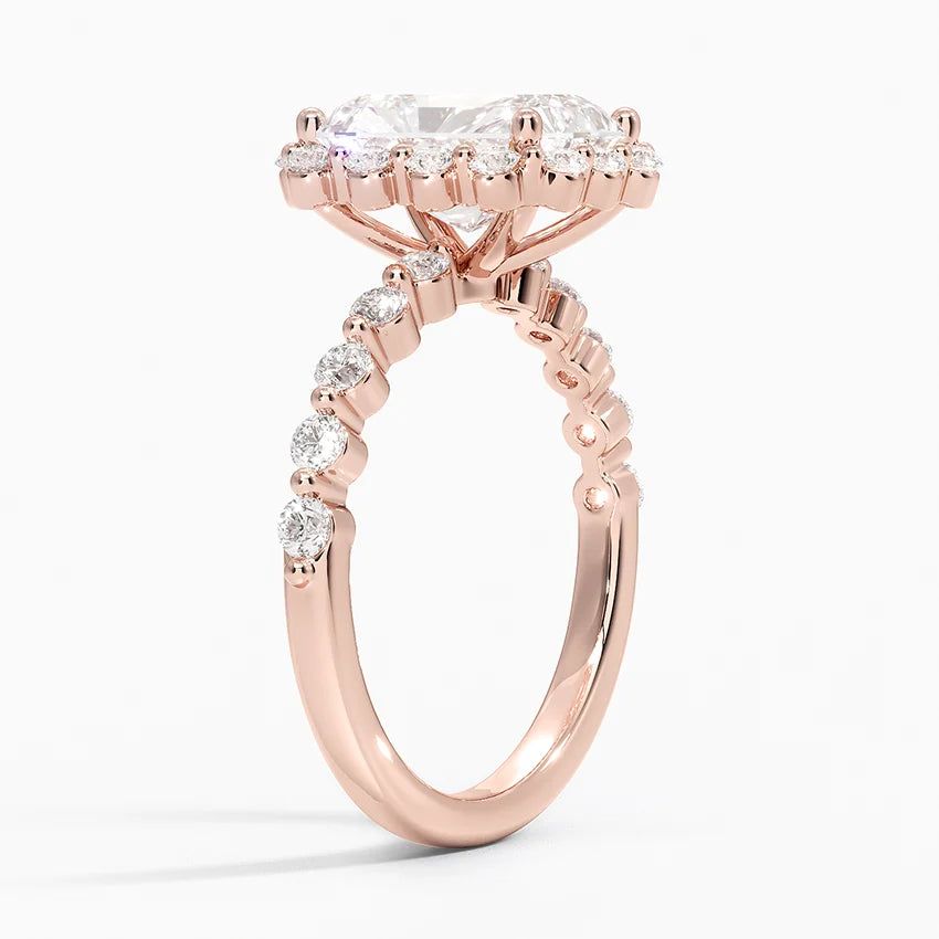 2.50 Karat Radiant Halo Tasarım Tektaş Laboratuvar Pırlanta Yüzük 18K -Mirara - Bold Diamonds