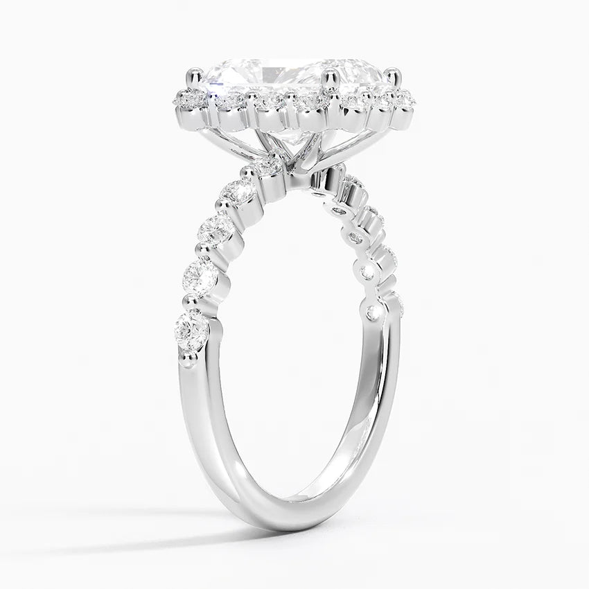 2.50 Karat Radiant Halo Tasarım Tektaş Laboratuvar Pırlanta Yüzük 18K -Mirara - Bold Diamonds