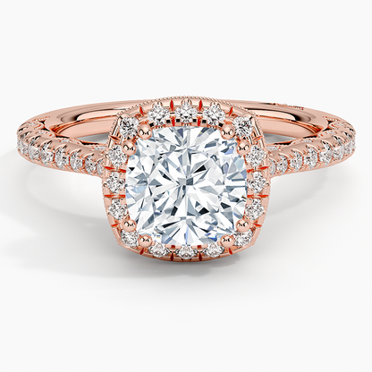 2.60 Karat Cushion Halo Tasarım Tektaş Laboratuvar Pırlanta Yüzük 18K  -Florina - Bold Diamonds