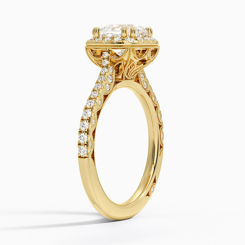 2.60 Karat Cushion Halo Tasarım Tektaş Laboratuvar Pırlanta Yüzük 18K  -Florina - Bold Diamonds