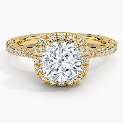 2.60 Karat Cushion Halo Tasarım Tektaş Laboratuvar Pırlanta Yüzük 18K  -Florina - Bold Diamonds