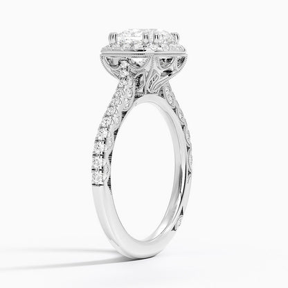2.60 Karat Cushion Halo Tasarım Tektaş Laboratuvar Pırlanta Yüzük 18K  -Florina - Bold Diamonds