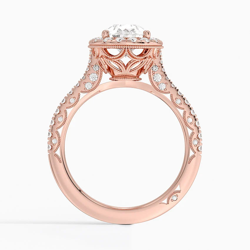 2.60 Karat Damla Halo Tasarım Tektaş Laboratuvar Pırlanta Yüzük  18K -Florina - Bold Diamonds