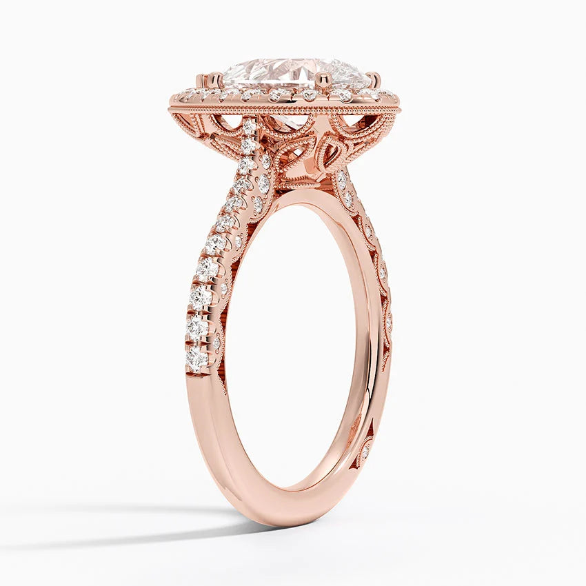 2.60 Karat Damla Halo Tasarım Tektaş Laboratuvar Pırlanta Yüzük  18K -Florina - Bold Diamonds