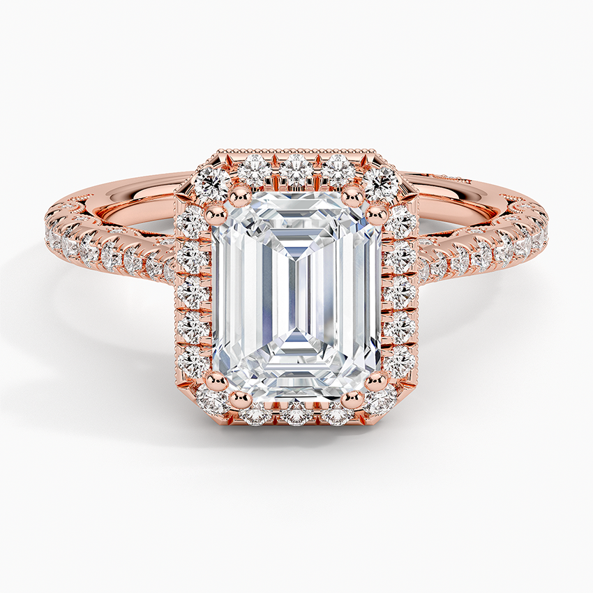 2.60 Karat Emerald Halo Tasarım Tektaş Laboratuvar Pırlanta Yüzük 18K  -Florina - Bold Diamonds