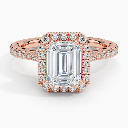 2.60 Karat Emerald Halo Tasarım Tektaş Laboratuvar Pırlanta Yüzük 18K  -Florina - Bold Diamonds