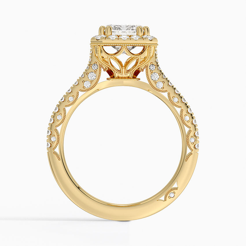 2.60 Karat Emerald Halo Tasarım Tektaş Laboratuvar Pırlanta Yüzük 18K  -Florina - Bold Diamonds