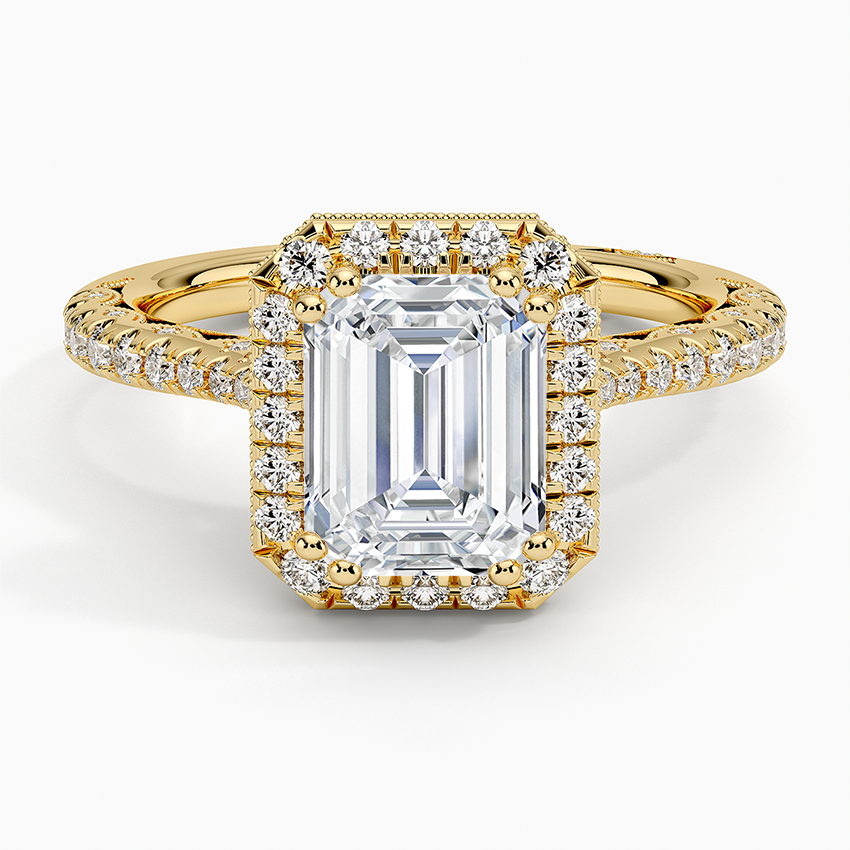 2.60 Karat Emerald Halo Tasarım Tektaş Laboratuvar Pırlanta Yüzük 18K  -Florina - Bold Diamonds