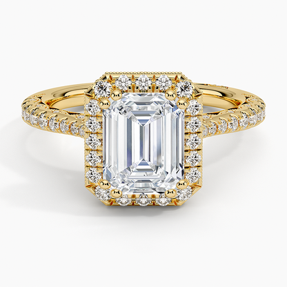 2.60 Karat Emerald Halo Tasarım Tektaş Laboratuvar Pırlanta Yüzük 18K  -Florina - Bold Diamonds