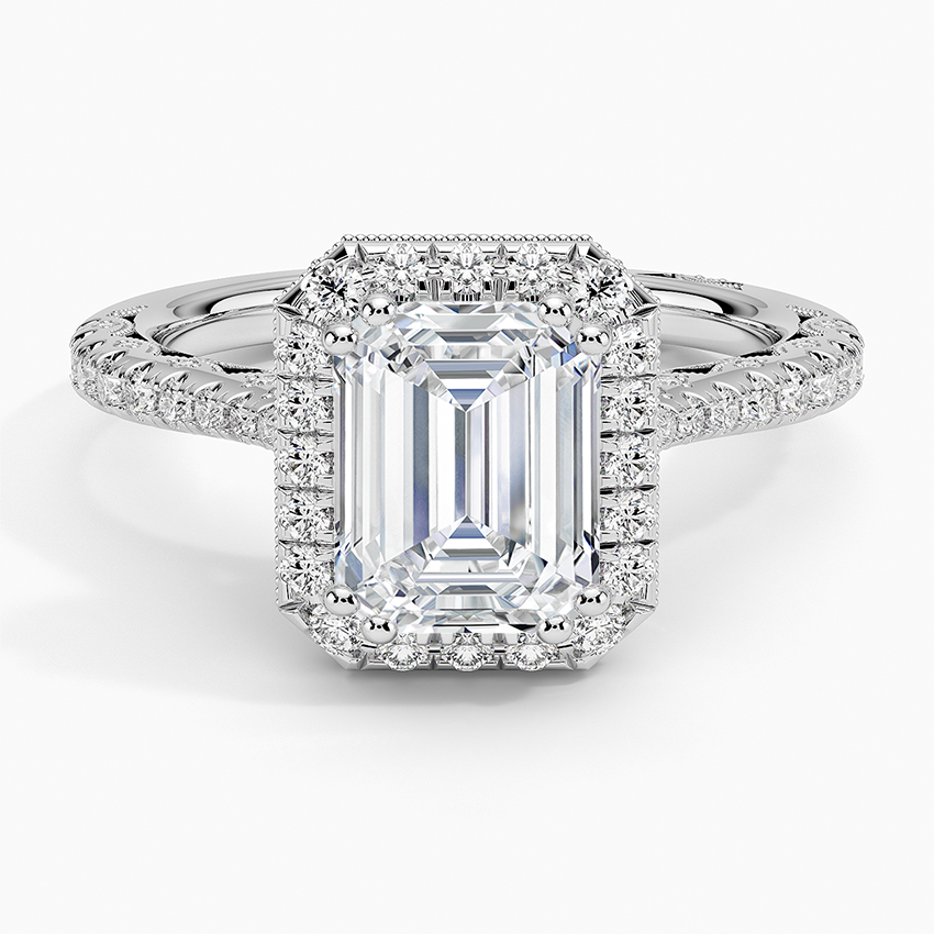 2.60 Karat Emerald Halo Tasarım Tektaş Laboratuvar Pırlanta Yüzük 18K  -Florina - Bold Diamonds