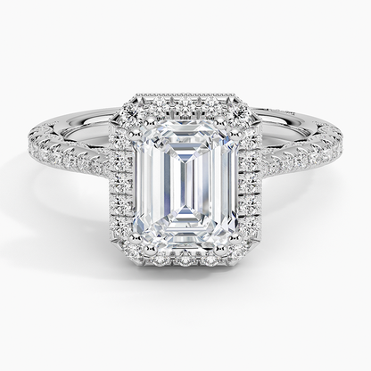 2.60 Karat Emerald Halo Tasarım Tektaş Laboratuvar Pırlanta Yüzük 18K  -Florina - Bold Diamonds